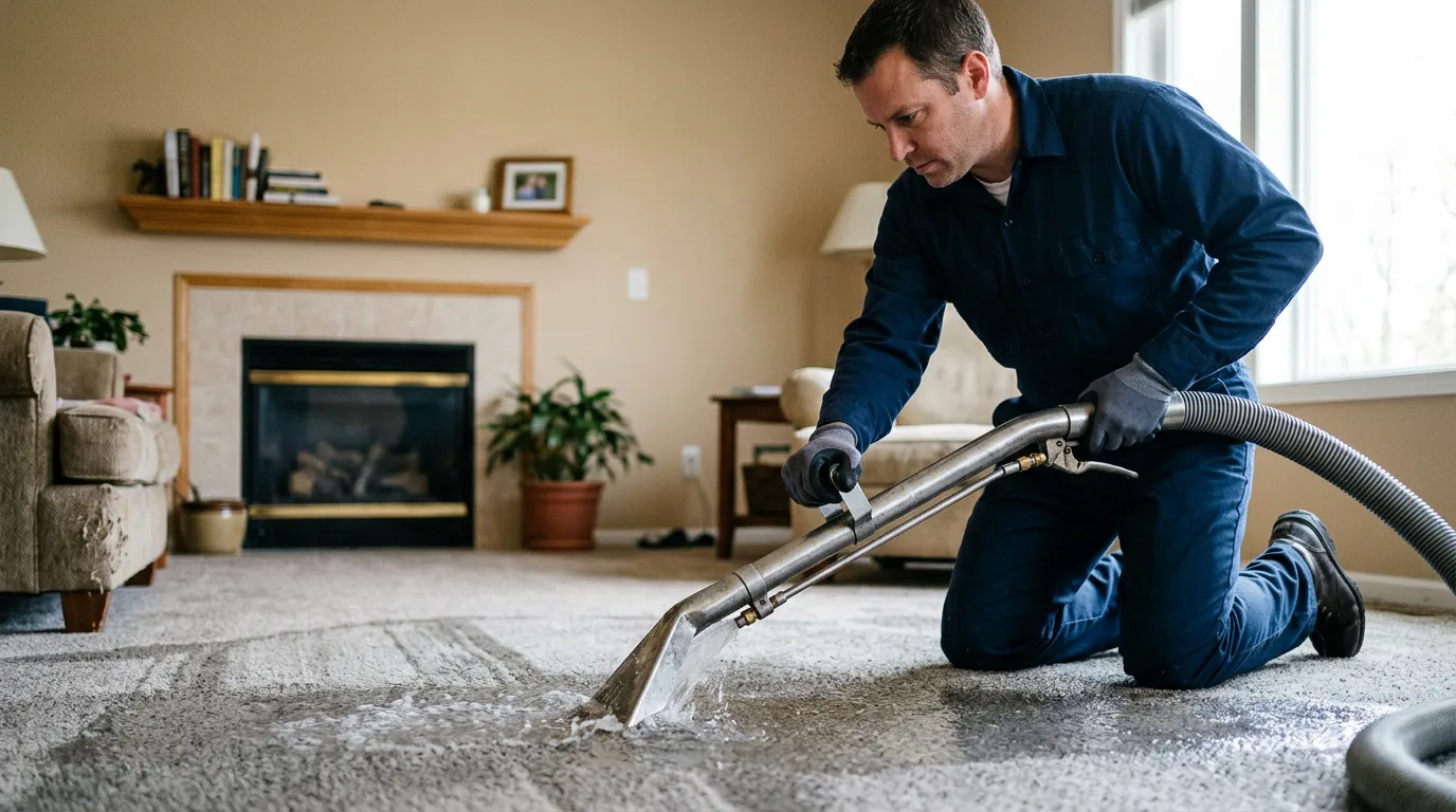 Water damage restoration technician working near Seymour, MO